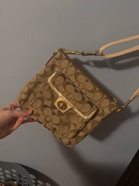 Coach Penelope Signature Jacquard Turnlock Pocket Swingpack Crossbody Bag